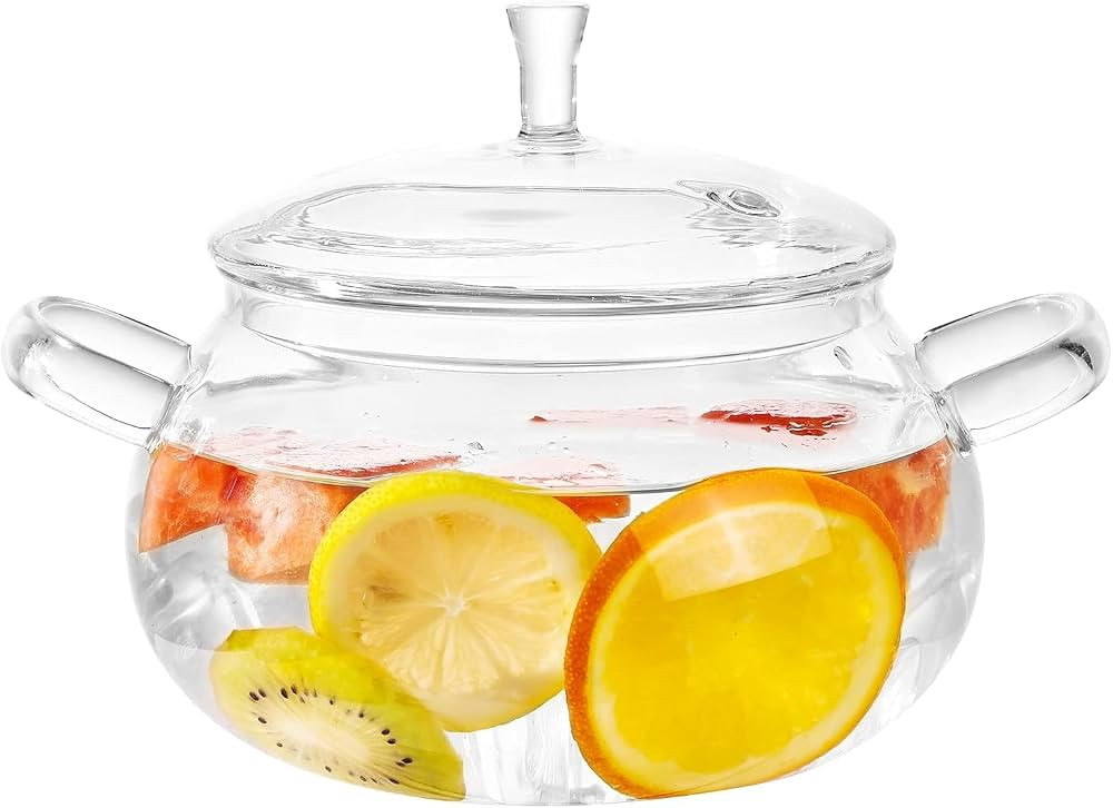 Glass Cooking Pot,83oz/2500ml Clear Glass Pots for Cooking on Stove with Lid, Large Glass Saucepa... | Amazon (CA)