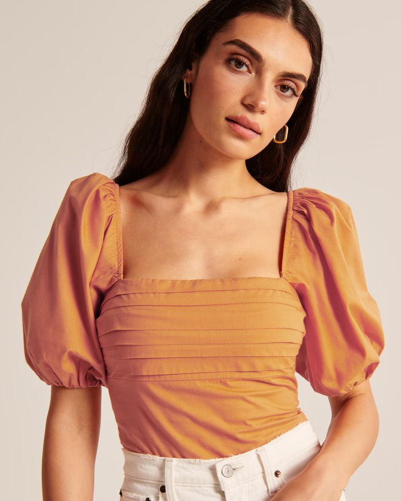 Women's Ruched Bodice Puff Sleeve Top | Women's Up To 40% Off Select Styles | Abercrombie.com | Abercrombie & Fitch (US)