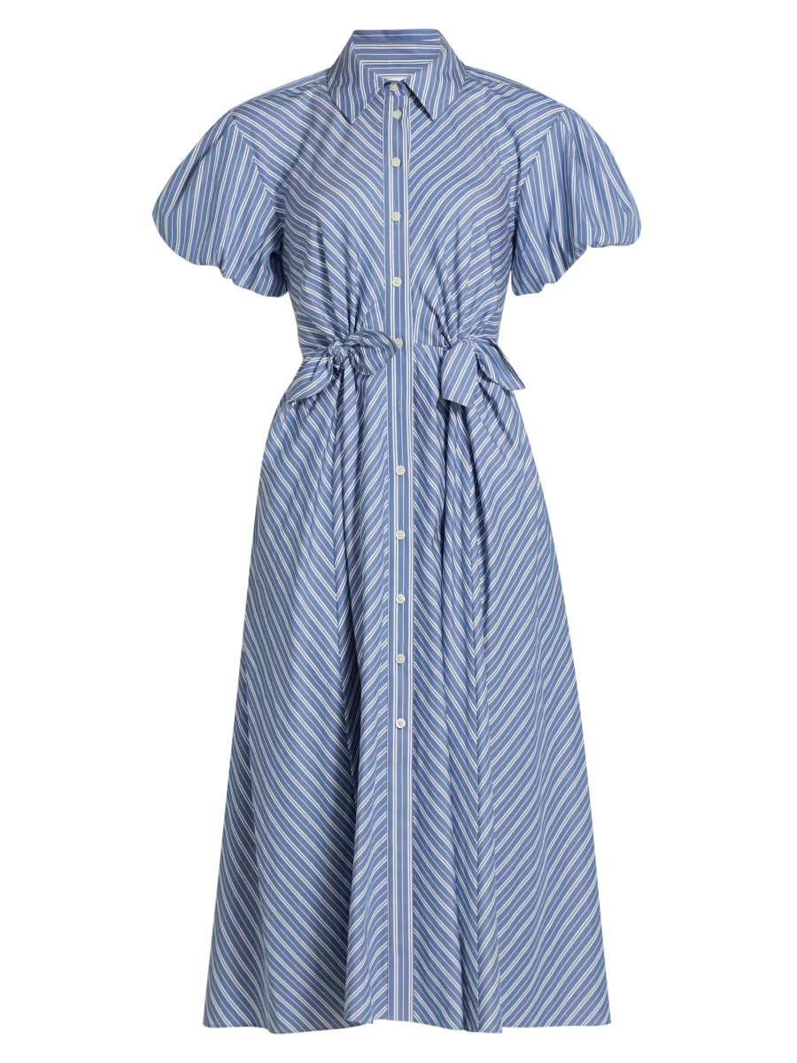 Elza Striped Cotton Midi Shirtdress | Saks Fifth Avenue
