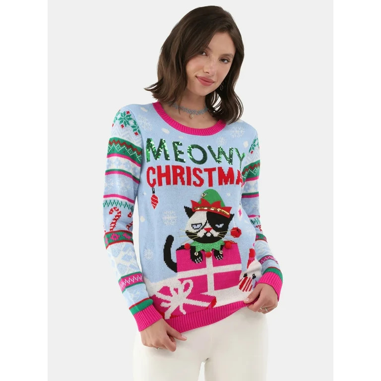 No Boundaries Christmas Sweater, Women's and Women's Plus | Walmart (US)