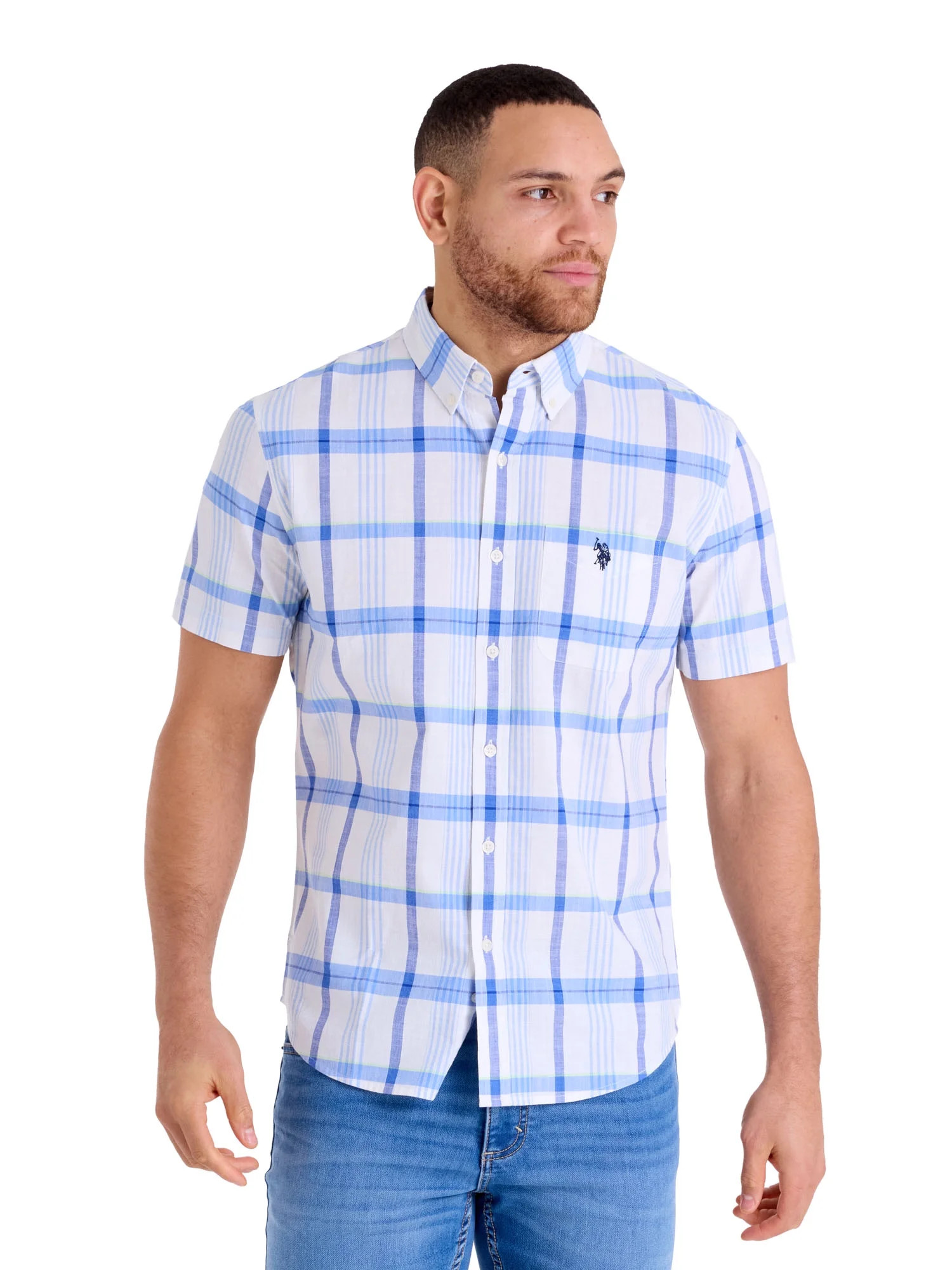 U.S. Polo Assn. Men's Short Sleeve Buttondown Shirts | Walmart (US)