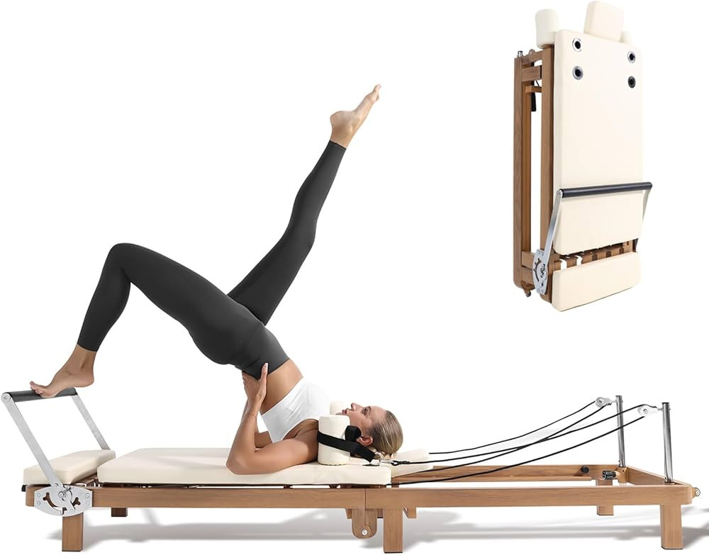 Foldable Pilates Reformer & Pilates Square Box Set–90% Pre-Assembled Home Gym Women Men Workout... | Amazon (US)