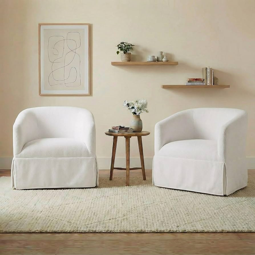 Swivel Accent Chair Set of 2, 360 Degree Performance Fabric Armchair Modern Barrel Chairs Armchai... | Amazon (US)