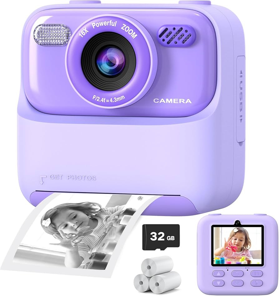 Kids Instant Digital Cameras for Boys and Girls, 1080P HD Dual-Lens Selfie Digital Camera with Pr... | Amazon (US)
