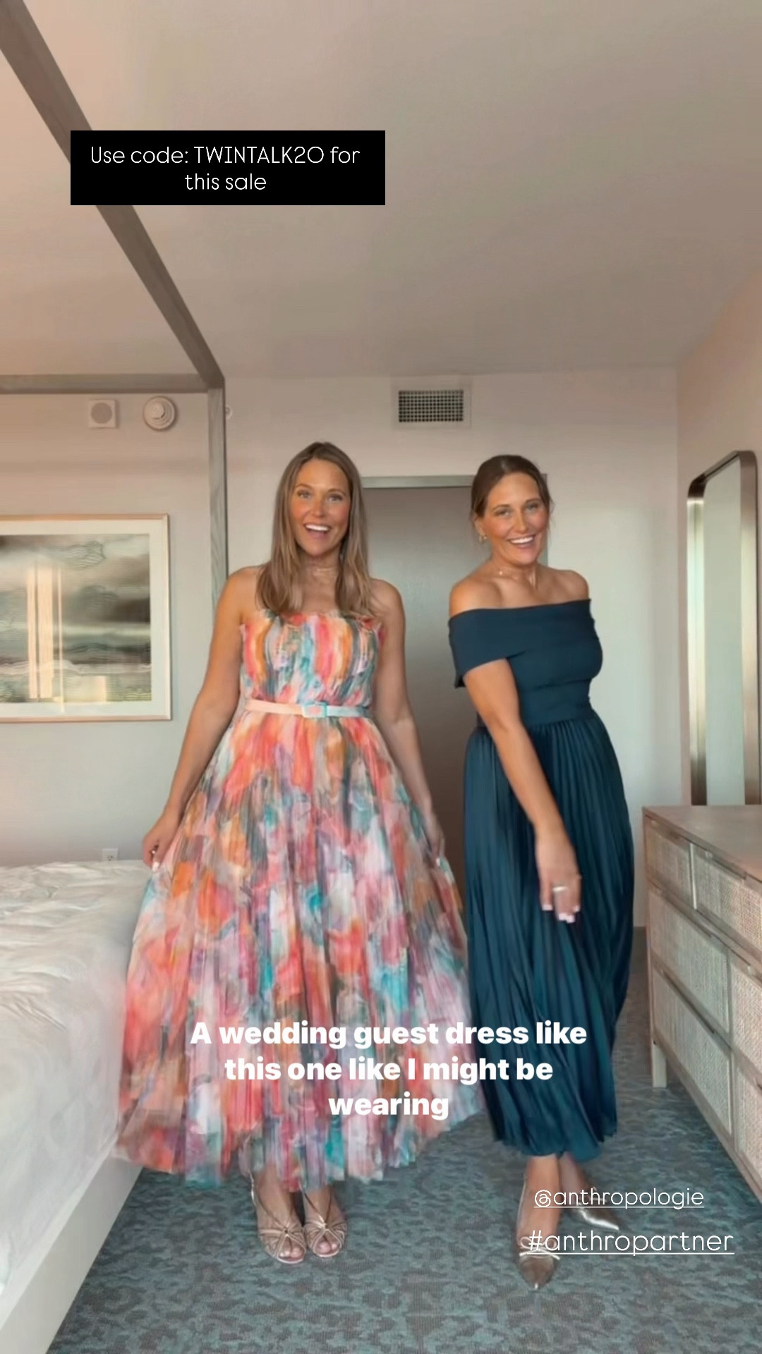 Be ready for all your events!  The salecwont be long and dresses are going fast.  Use code: TWINTALK20
 We are wesring size 8. 
#antropartner
@Anthropologie 

#LTKOver40 #LTKSaleAlert #LTKSeasonal
