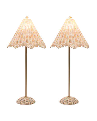 Set Of 2 Scalloped Rattan Table Lamps | Marshalls