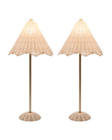 Set Of 2 Scalloped Rattan Table Lamps | Marshalls