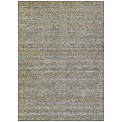 10' X 14' Khaki And Beige Striped Washable Indoor Outdoor Area Rug | Wayfair North America