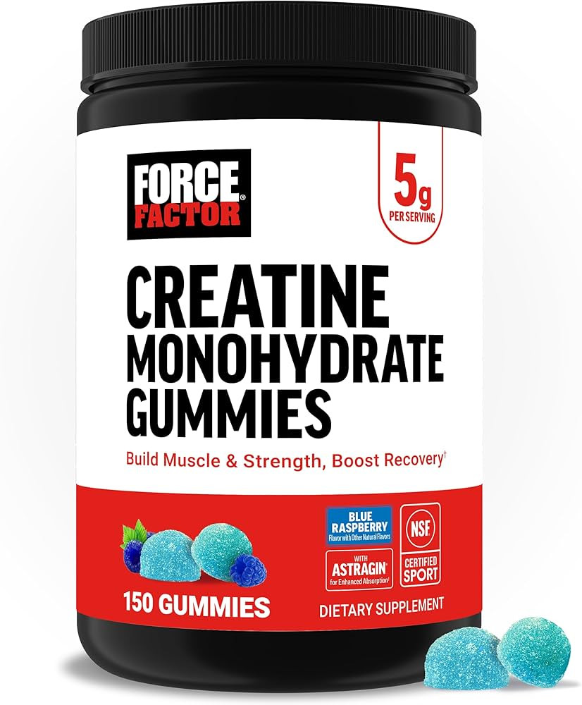 Force Factor Creatine Monohydrate Gummies, NSF Certified, 5g Dose for Men & Women to Support Musc... | Amazon (US)