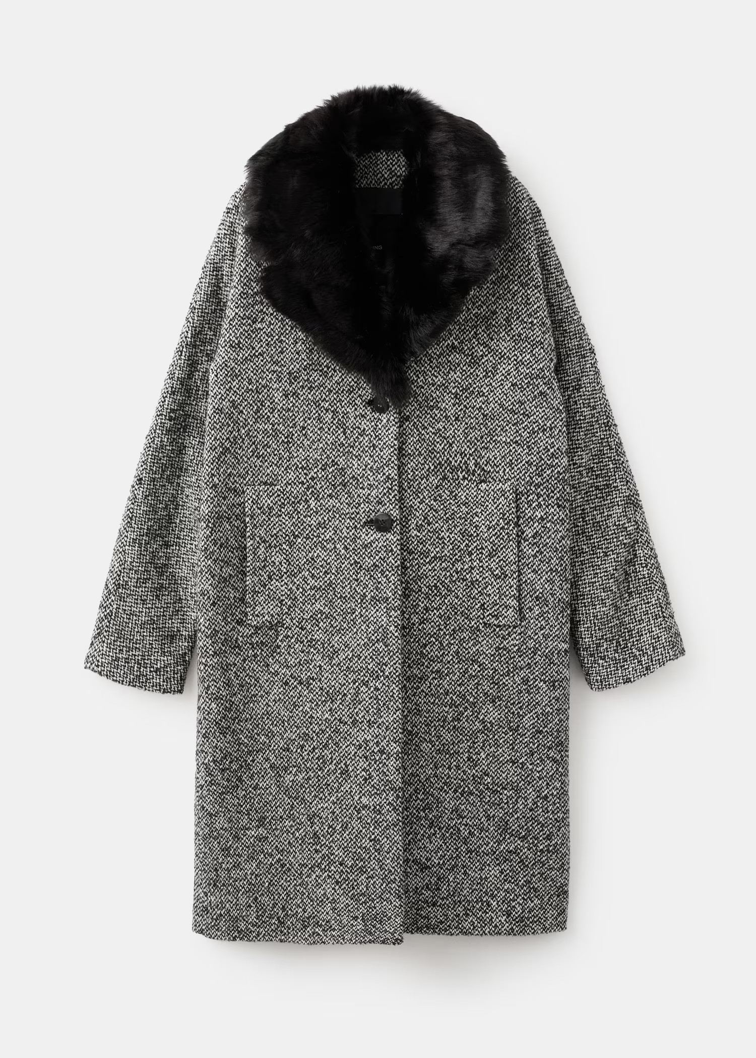 Mottled coat with fur collar | Mango (US/MX/AU)