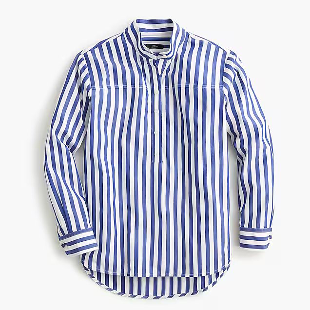 Band-collar popover tunic in bold stripe | J.Crew US