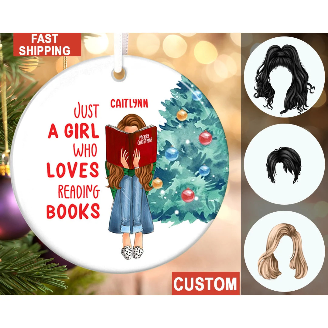 Book Lover Ornament, Just A Girl Who Loves Reading Books, Gift For Her, Bookworm Gift, Book Lover... | Etsy (US)