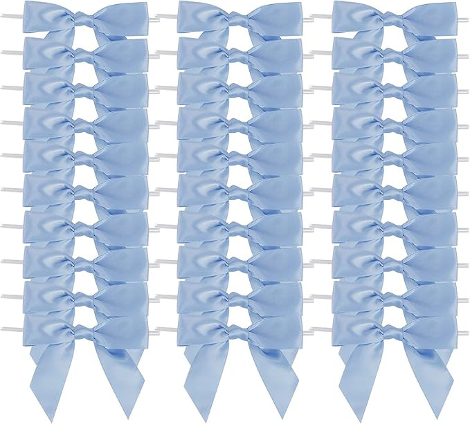 AIMUDI Dusty Blue Satin Ribbon Twist Tie Bows 3.5" Pre Tied Small Christmas Tree Bows Premade Bow... | Amazon (US)