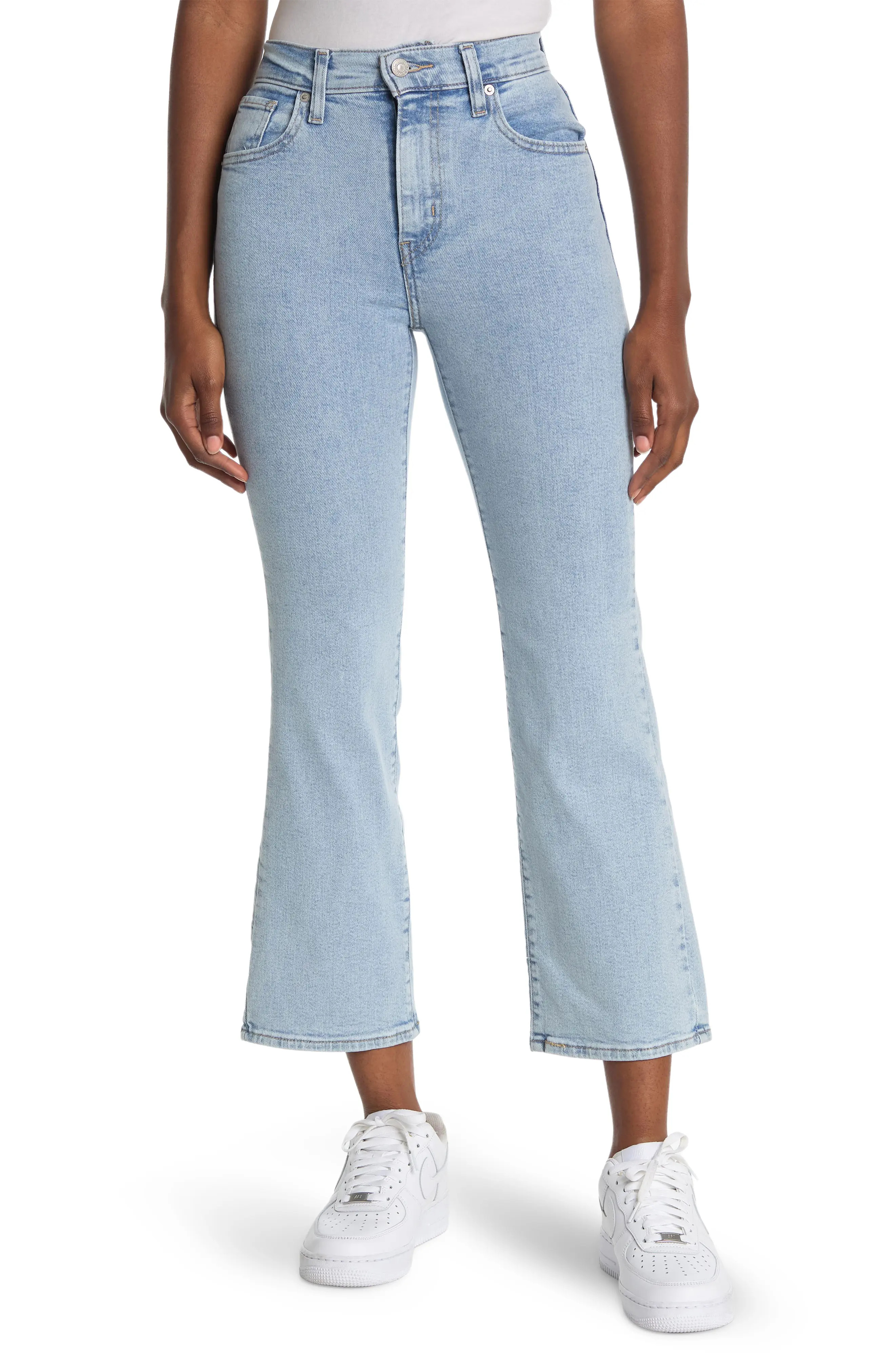levi's High Waist Flare Crop Jeans in High Light at Nordstrom, Size 27 27 | Nordstrom