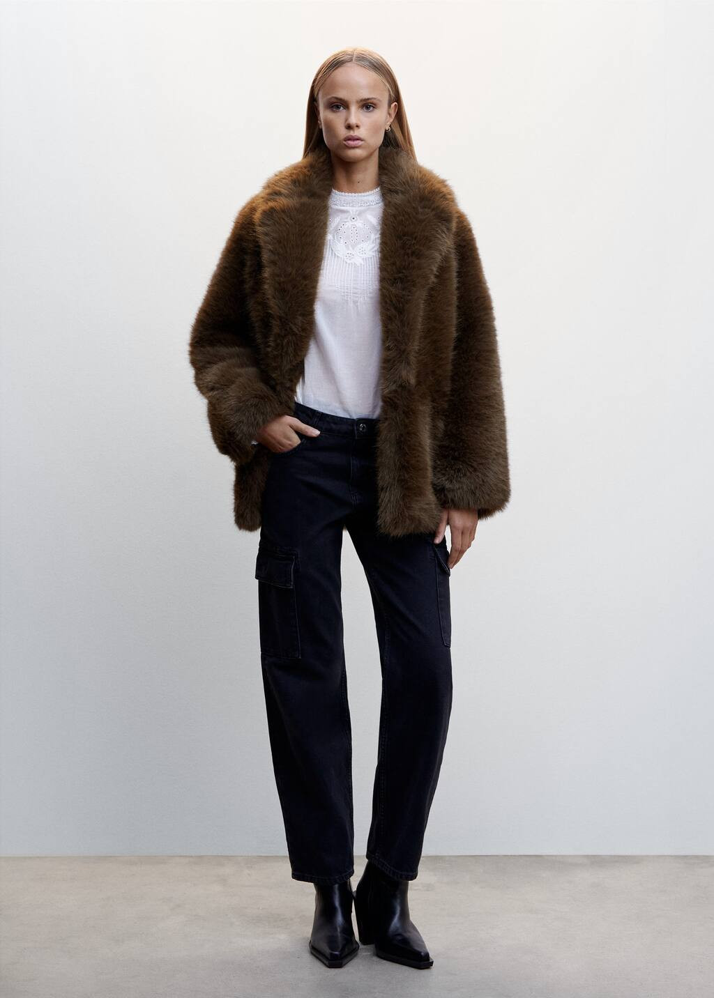 Oversize faux-fur coat -  Women | Mango USA | MANGO (US)