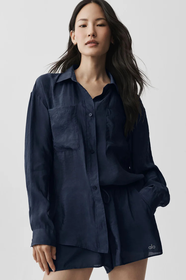 Semi-Sheer Golden Hour Button Down Long Sleeve | Alo Yoga (US)