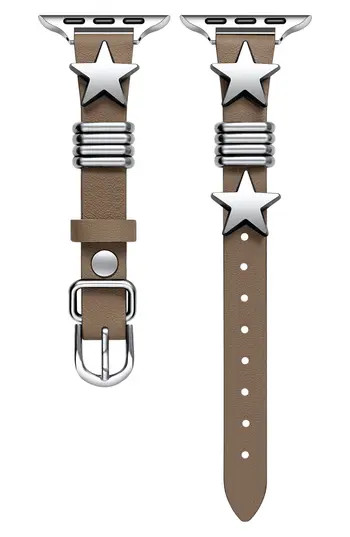 Posh Tech Austin Star Leather Apple Watch® Watchband in Oat Milk at Nordstrom Rack | Nordstrom Rack