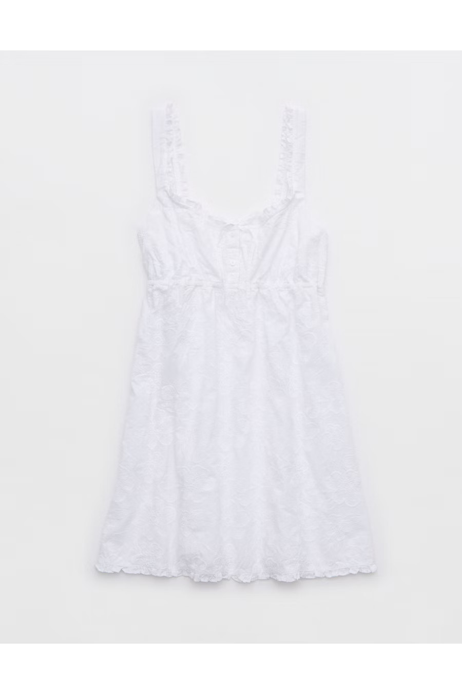 Aerie Off-Duty Embroidered Cotton Nightie Women's White XXS | American Eagle Outfitters (US & CA)