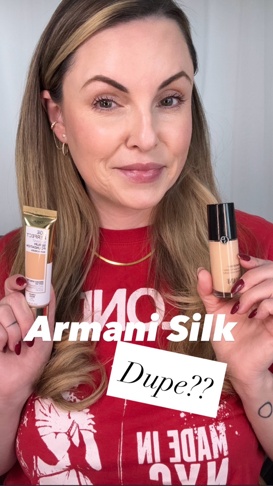 FOUNDATION FRIDAY: The Ultimate Luxury Dupe? 🥂✨
Today we are testing the legendary Armani Luminous Silk against a budget-friendly contender: the L’Oreal Age Perfect Radiant Serum Foundation.
As a professional artist, I’ve kept Luminous Silk in my kit for years, but this L’Oreal formula is a serious challenger. It’s specifically designed for mature skin—packed with Vitamin B3 and a hydrating serum so it doesn’t settle or look cakey.  
The Verdict:
I’m wearing shade 25 (Cream Beige) in the L'Oreal, and the finish is stunningly similar to the Armani glow. If you want that high-end, editorial skin look without the luxury price tag, this is a must-try.
What’s Linked Below:
✨ Armani Luminous Silk: The gold standard for a "lit-from-within" finish.
✨ L’Oreal Age Perfect: The serum-infused dupe that’s perfect for daily wear.

#LTKOver40 #LTKBeauty #LTKgrwm