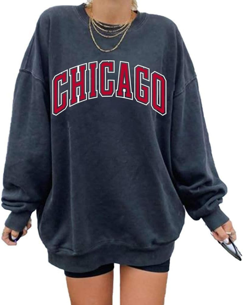 Langwyqu Women's Oversized Sweatshirt Los Angeles California Crewneck Long Sleeve Casual Loose Pullover Tops | Amazon (US)