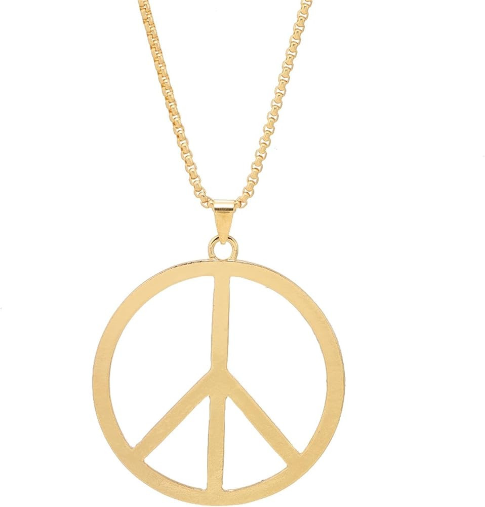 Amazon.com: Kicomvi Metal Peace Sign Pendant Necklace Hippie 1960s 1970s Necklace for Dressing Pa... | Amazon (US)