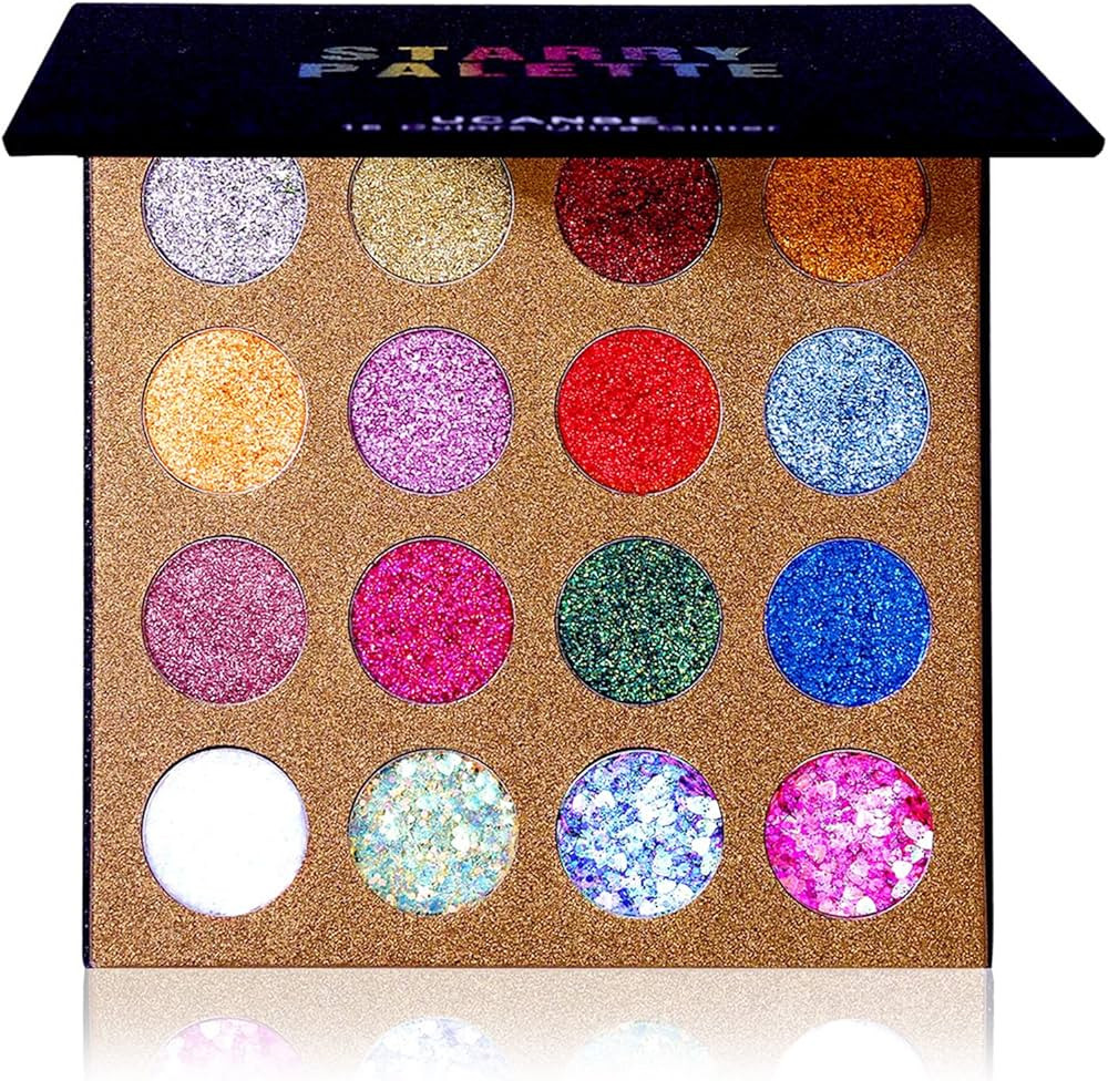 UCANBE Pro Glitter Eyeshadow Palette - Professional 16 Colors - Chunky & Fine Pressed Glitter Eye... | Amazon (US)