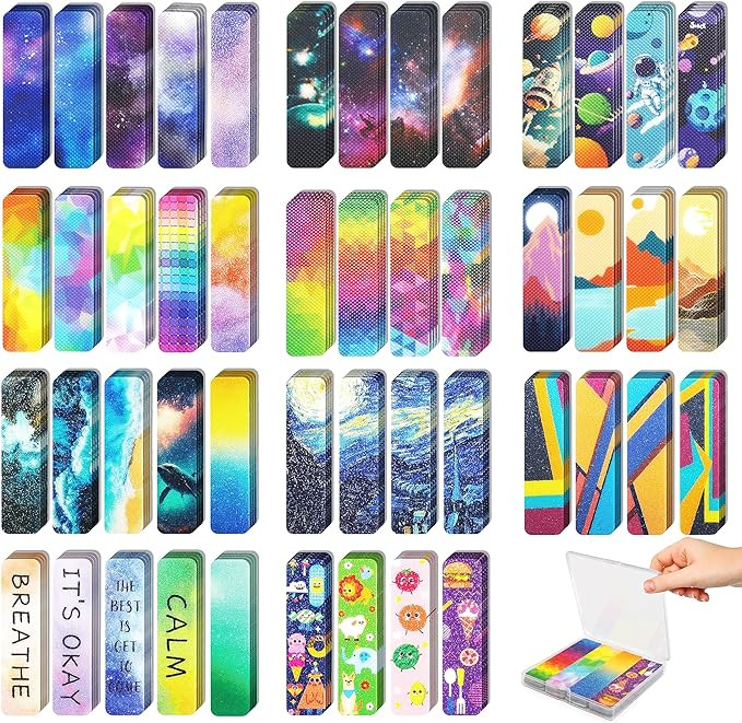48 Pieces Unique Sensory Stickers for Anxiety Relief Items - Sensory Strips with Storage Box - 2 ... | Amazon (US)