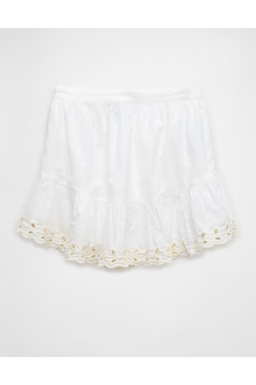 AE High-Waisted Embroidered Eyelet Mini Skirt Women's White M | American Eagle Outfitters (US & CA)