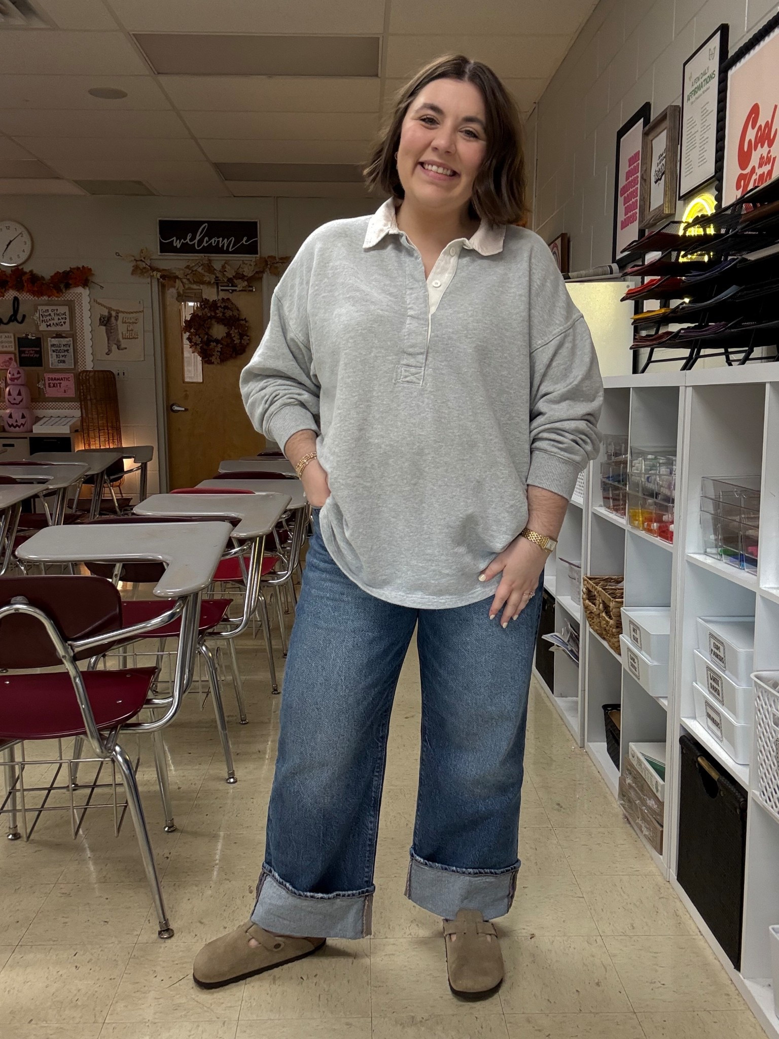 While my exact shirt is from last fall, I did link a budget friendly option that could help you achieve a similar look!