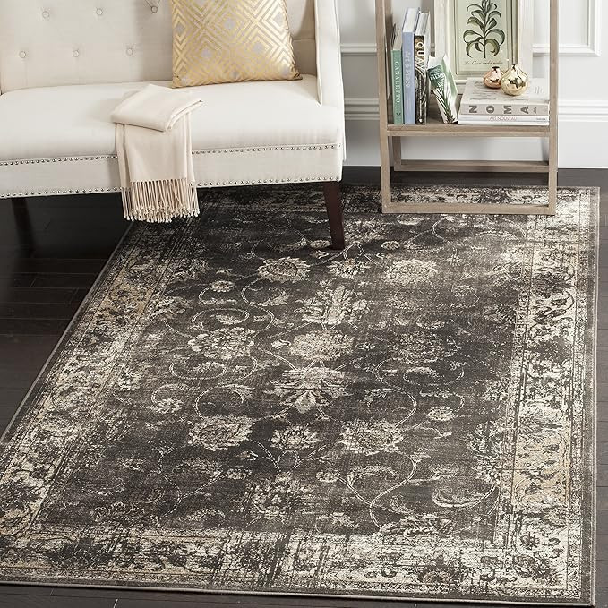 SAFAVIEH Vintage Collection Area Rug - 10' x 14', Soft Anthracite, Oriental Distressed Viscose De... | Amazon (US)
