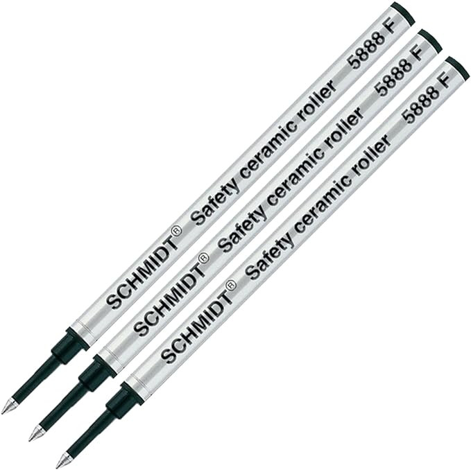 Schmidt 5888 Safety Ceramic Rollerball Metal Refill - Black Ink (Fine Tip 0.6mm) - Pack of 3 | Amazon (US)
