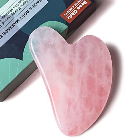 Rena Chris Rose Quartz Gua Sha, Natural Jade Gua Sha Facial Tools for SPA Acupuncture, Pink Gua S... | Amazon (US)