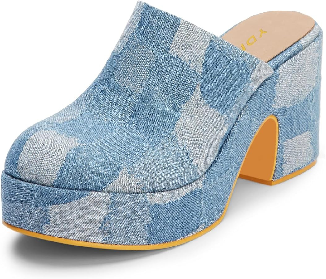 YDN Women Casual Block Heel Mules Cozy Platform Chunky Sandals Closed Toe Slip On Clogs Party Dre... | Amazon (US)