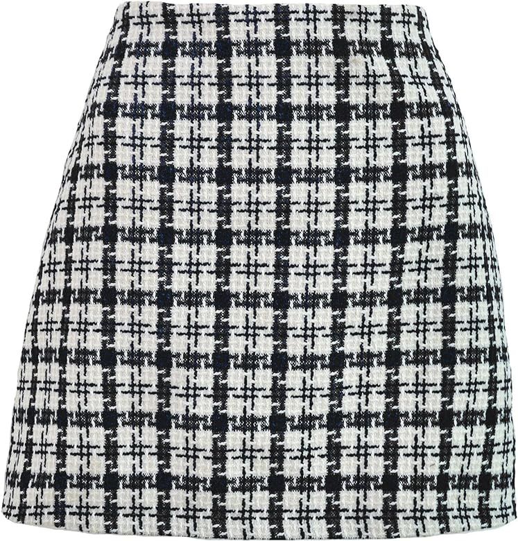 LilyCoco Women's Houndstooth Mini Skirt High Waisted Plaid A Line Short Skirts | Amazon (US)