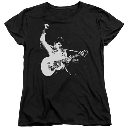 Elvis Presley Black White Guitarman Women s T-Shirt Black | Walmart (US)