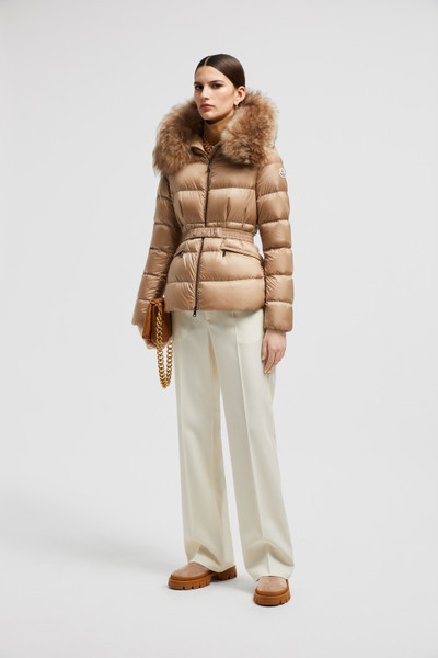 Boed Camel Beige Hooded Shearling Short Down Jacket | Moncler