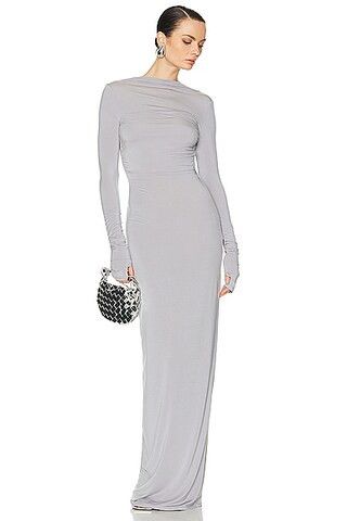 Helsa Jersey Backless Maxi Dress in Grey | FWRD 