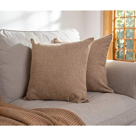 Stellhome Linen Throw Pillow Covers Square Solid Burlap Cushion Covers for Bed Couch Sofa Bench, 18  | Amazon (US)
