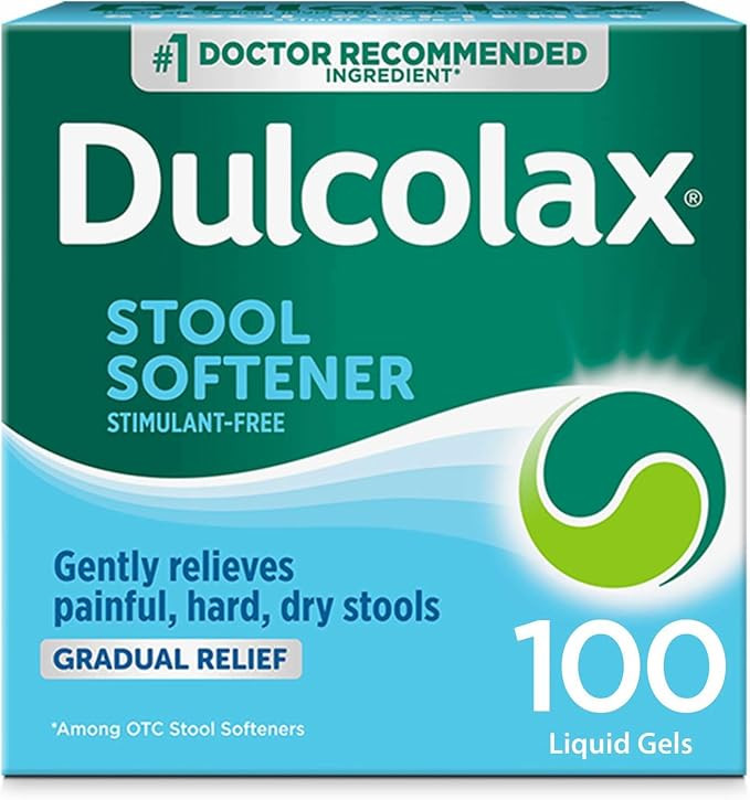 Dulcolax Stool Softener Laxative Liquid Gel Capsules, 100-Count | Amazon (US)