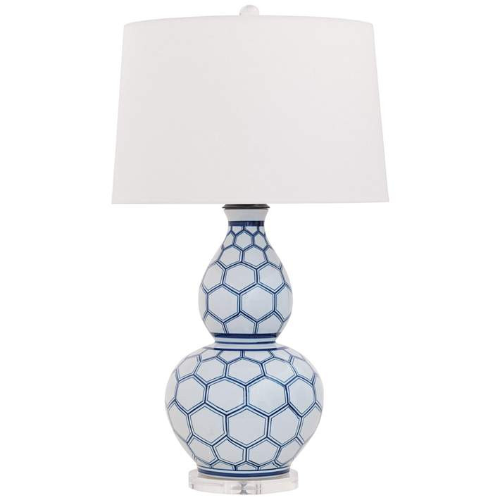 Kenilworth Blue and White Honeycomb Double Gourd Table Lamp - #99K63 | Lamps Plus | Lamps Plus