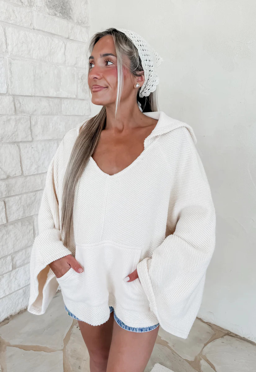Through The Seasons V Neck Hoodie - Oatmeal | CK Squared Boutique