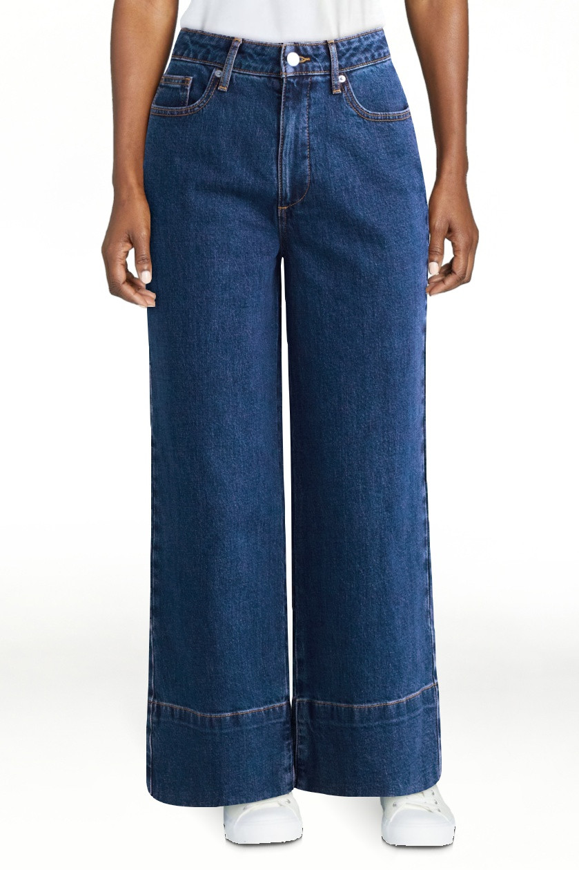 Free Assembly Women's High Rise Wide Leg Cuffed Ankle Jeans, 27\u201d Inseam, Sizes 0-16 | Walmart (US)