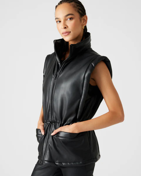 CELESTINA FAUX LEATHER VEST BLACK | Steve Madden (US)