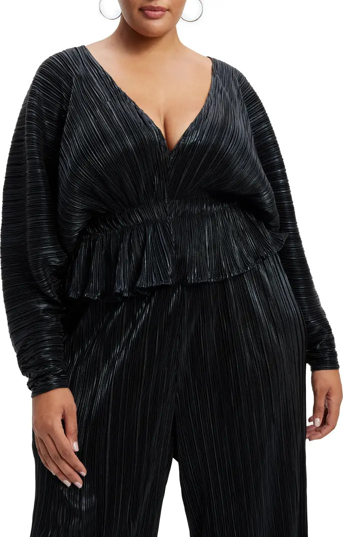 Plissé Deep V-Neck Dolman Sleeve Top | Nordstrom