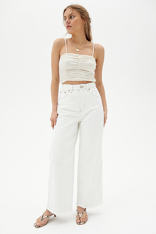 BDG Jax High-Waisted Cropped Puddle Jean - White Denim | Urban Outfitters (US and RoW)