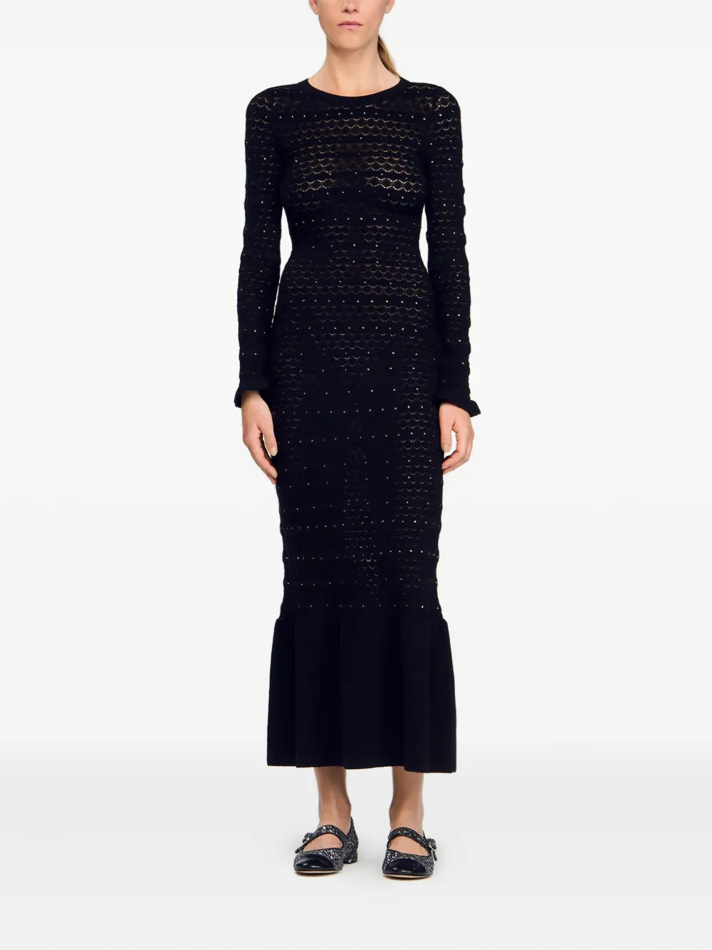 SANDRO rhinestone-embellishments Maxi Dress | Black | FARFETCH | Farfetch Global