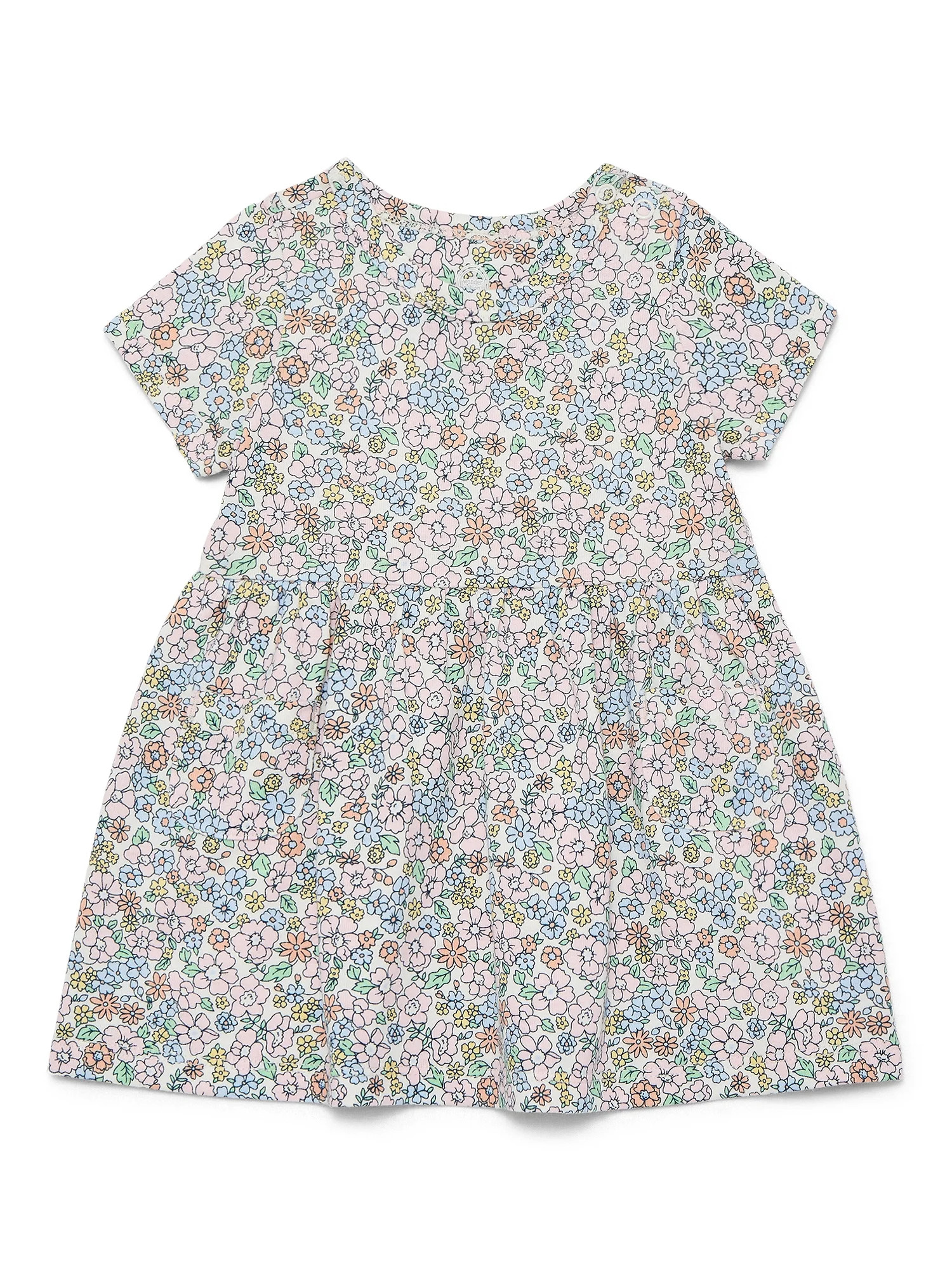 Wonder Nation Baby Girls Dress with Short Sleeves, Sizes 0-24 Months | Walmart (US)