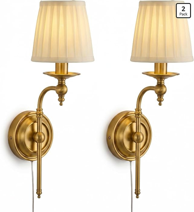 Gold Plug in Wall Sconces Set of 2, Best Boho Wall Lamp, Hardwired Installation Wall Lights with ... | Amazon (US)