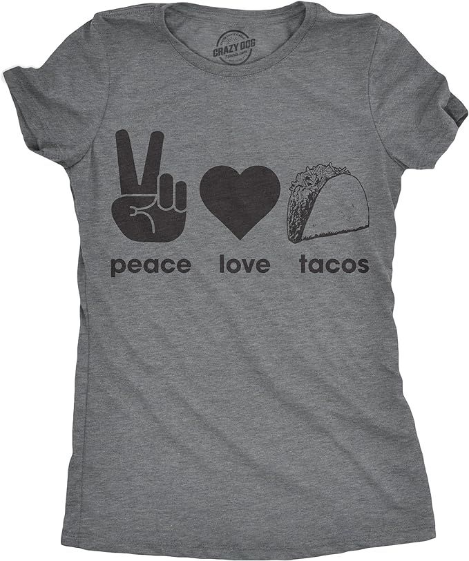 Womens Peace Love Tacos T Shirt Funny Saying Cute Graphic Vintage Ladies Design | Amazon (US)
