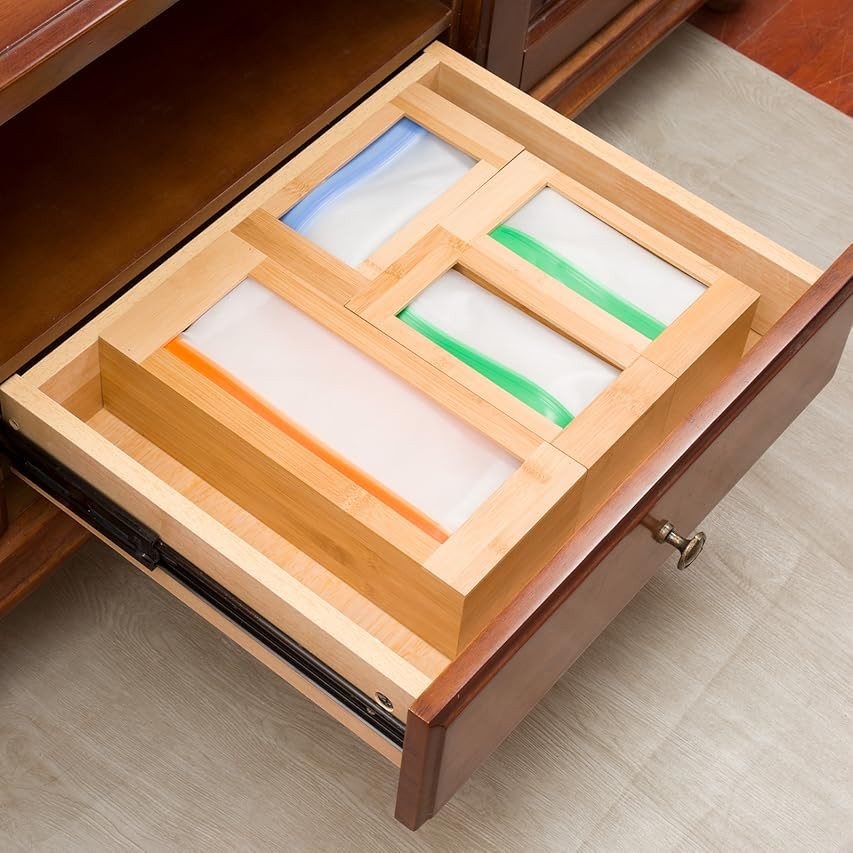 SpaceAid Ziplock Bag Storage Organizer for Kitchen Drawer, Bamboo Baggie Organizer, Compatible with  | Amazon (US)